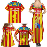 Valencian Community Flag Family Matching Summer Maxi Dress and Hawaiian Shirt Autonomous Community of Spain - Wonder Print Shop