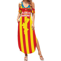 Valencian Community Flag Family Matching Summer Maxi Dress and Hawaiian Shirt Autonomous Community of Spain - Wonder Print Shop