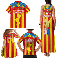 Valencian Community Flag Family Matching Tank Maxi Dress and Hawaiian Shirt Autonomous Community of Spain - Wonder Print Shop