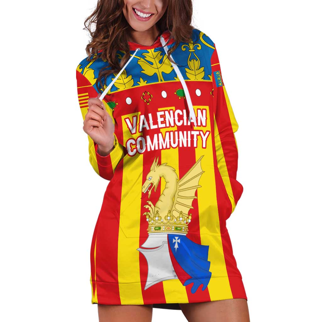 Valencian Community Flag Hoodie Dress Autonomous Community of Spain - Wonder Print Shop