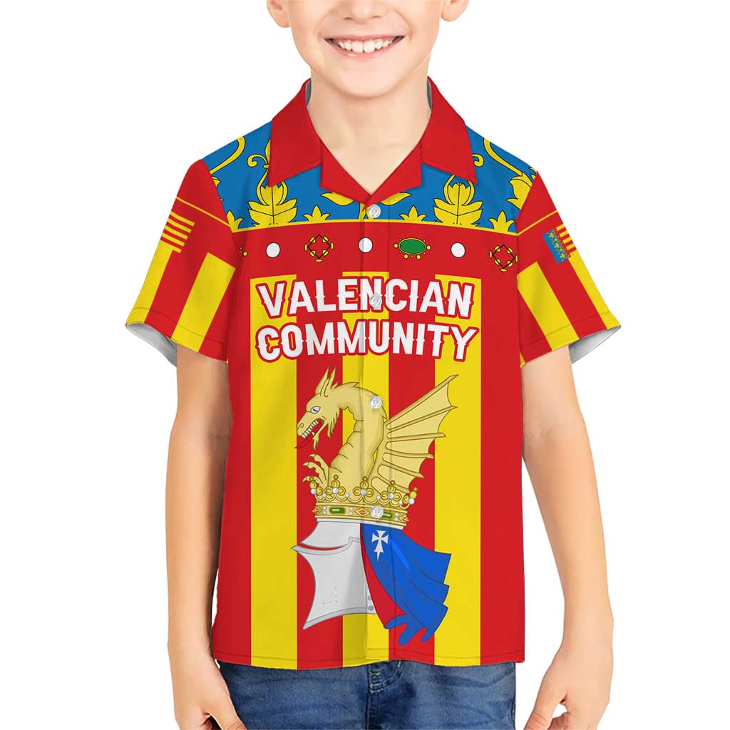 Valencian Community Flag Kid Hawaiian Shirt Autonomous Community of Spain - Wonder Print Shop