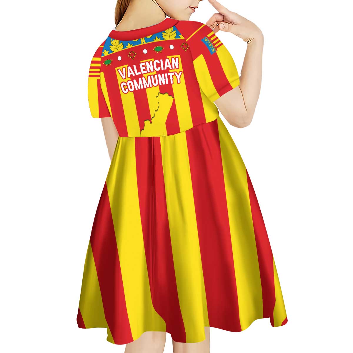 Valencian Community Flag Kid Short Sleeve Dress Autonomous Community of Spain - Wonder Print Shop