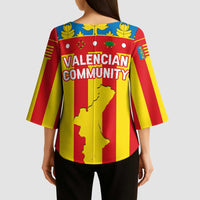 Valencian Community Flag Kimono Sleeve Blouse Autonomous Community of Spain - Wonder Print Shop