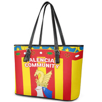 Valencian Community Flag Leather Tote Bag Autonomous Community of Spain - Wonder Print Shop