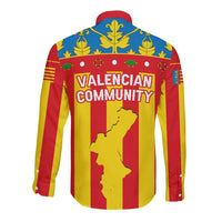Valencian Community Flag Long Sleeve Button Shirt Autonomous Community of Spain - Wonder Print Shop