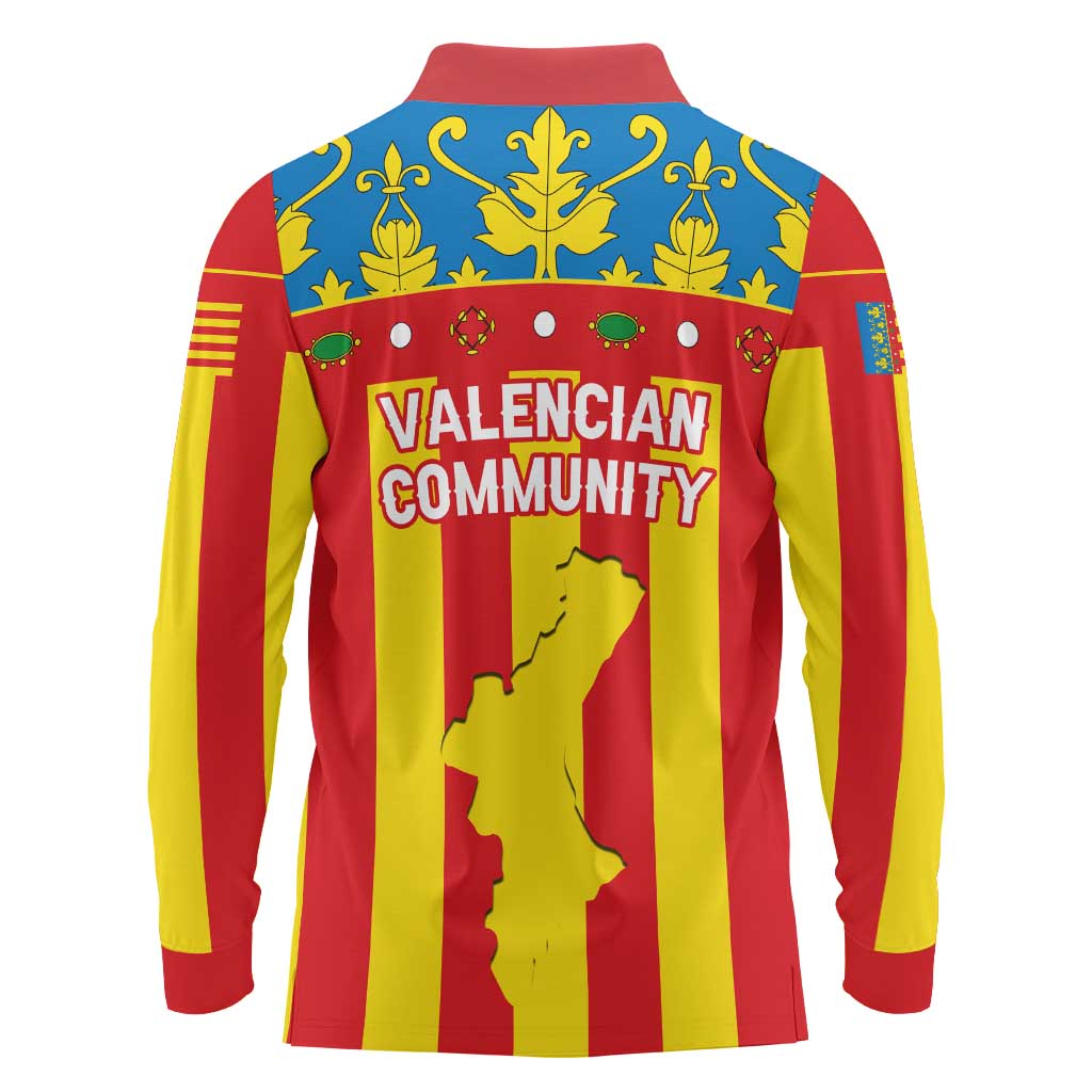 Valencian Community Flag Long Sleeve Polo Shirt Autonomous Community of Spain - Wonder Print Shop