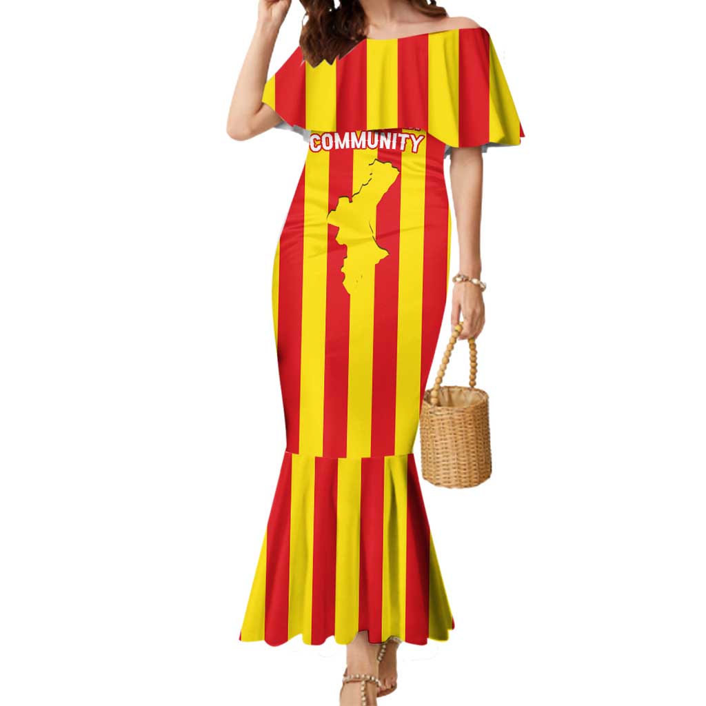 Valencian Community Flag Mermaid Dress Autonomous Community of Spain - Wonder Print Shop