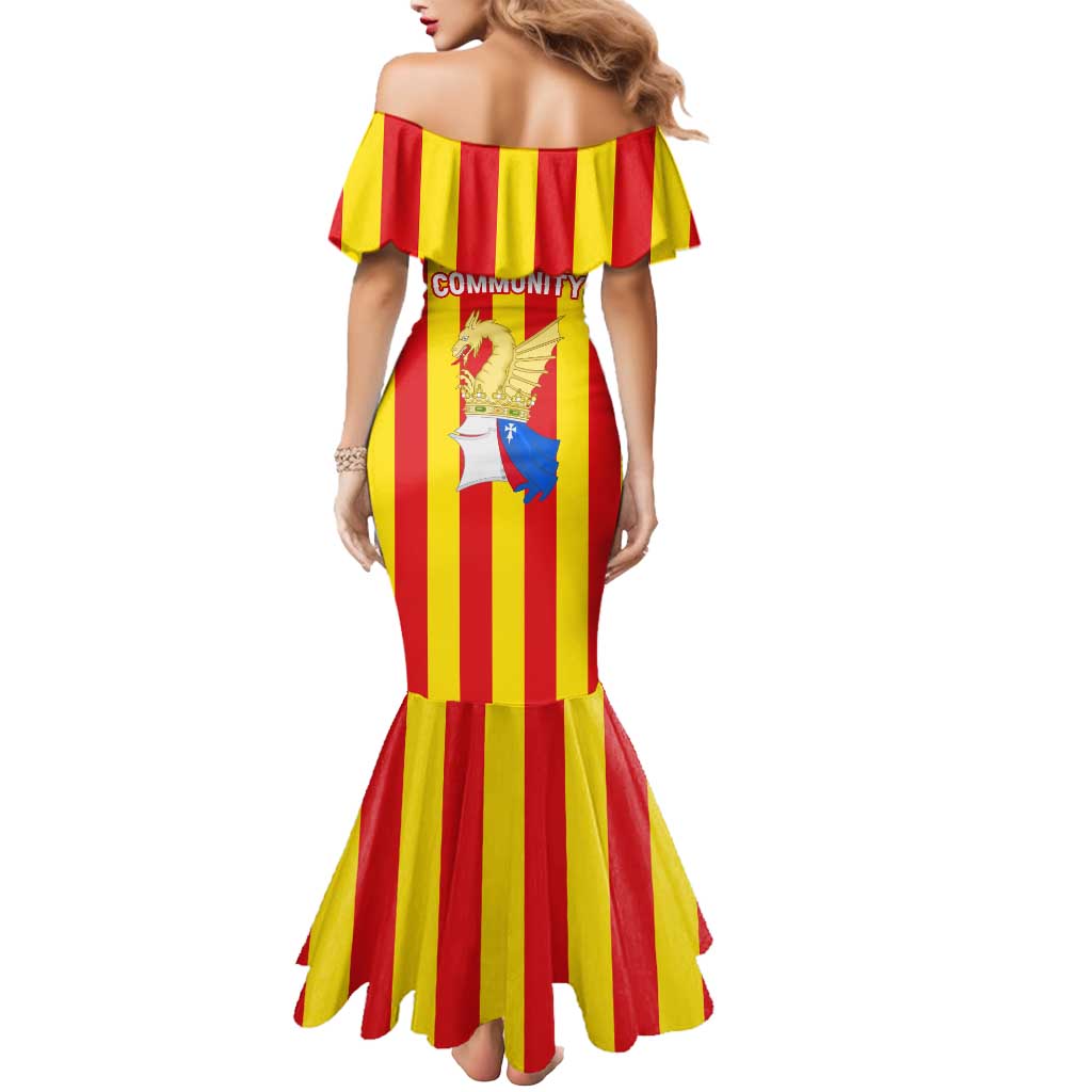 Valencian Community Flag Mermaid Dress Autonomous Community of Spain - Wonder Print Shop