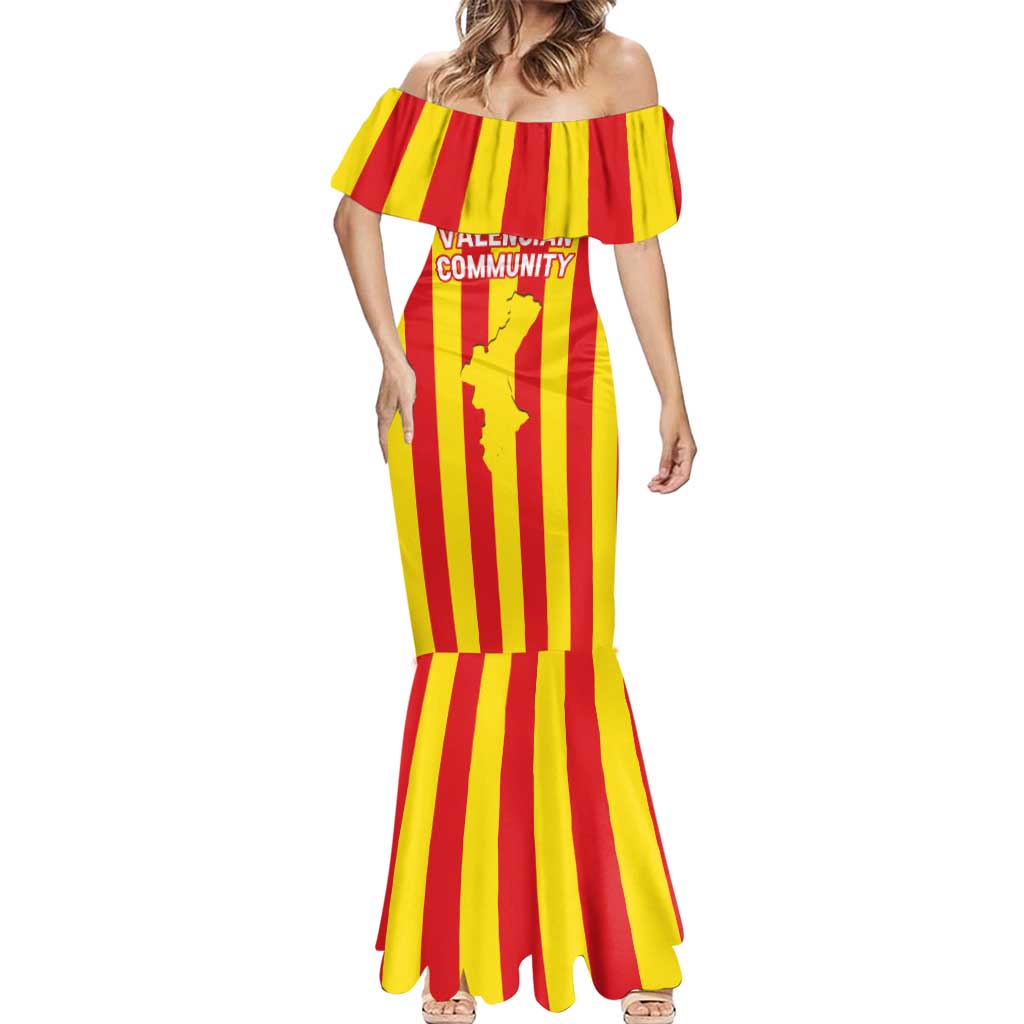 Valencian Community Flag Mermaid Dress Autonomous Community of Spain - Wonder Print Shop