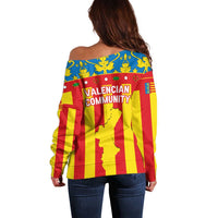 Valencian Community Flag Off Shoulder Sweater Autonomous Community of Spain - Wonder Print Shop