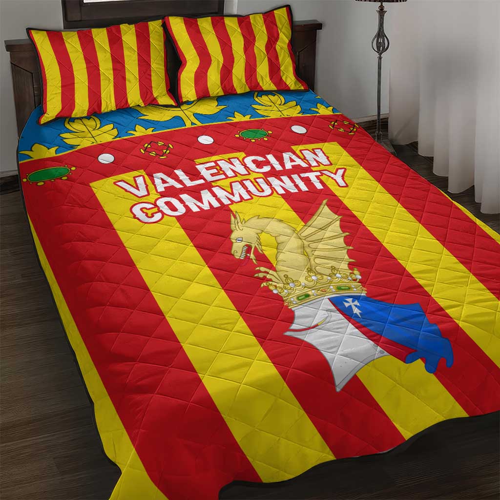 Valencian Community Flag Quilt Bed Set Autonomous Community of Spain - Wonder Print Shop