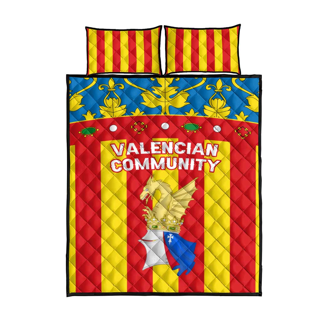 Valencian Community Flag Quilt Bed Set Autonomous Community of Spain - Wonder Print Shop