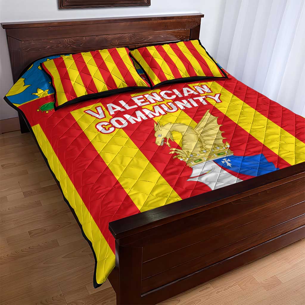 Valencian Community Flag Quilt Bed Set Autonomous Community of Spain - Wonder Print Shop