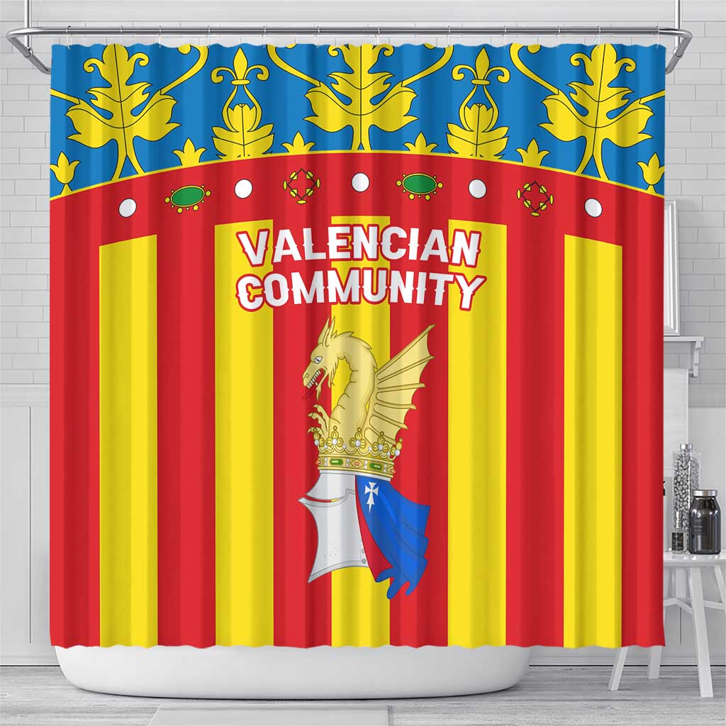 Valencian Community Flag Shower Curtain Autonomous Community of Spain - Wonder Print Shop