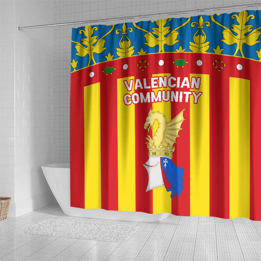 Valencian Community Flag Shower Curtain Autonomous Community of Spain - Wonder Print Shop