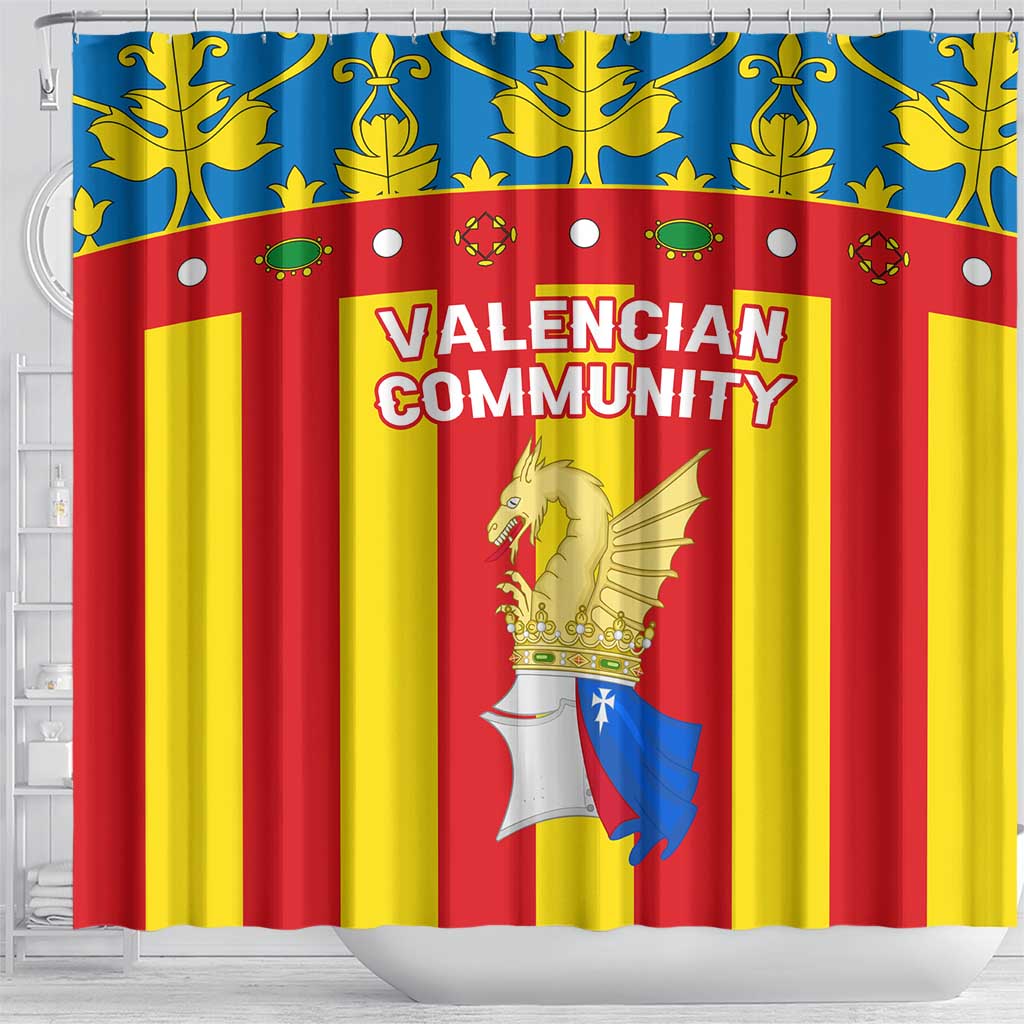 Valencian Community Flag Shower Curtain Autonomous Community of Spain - Wonder Print Shop