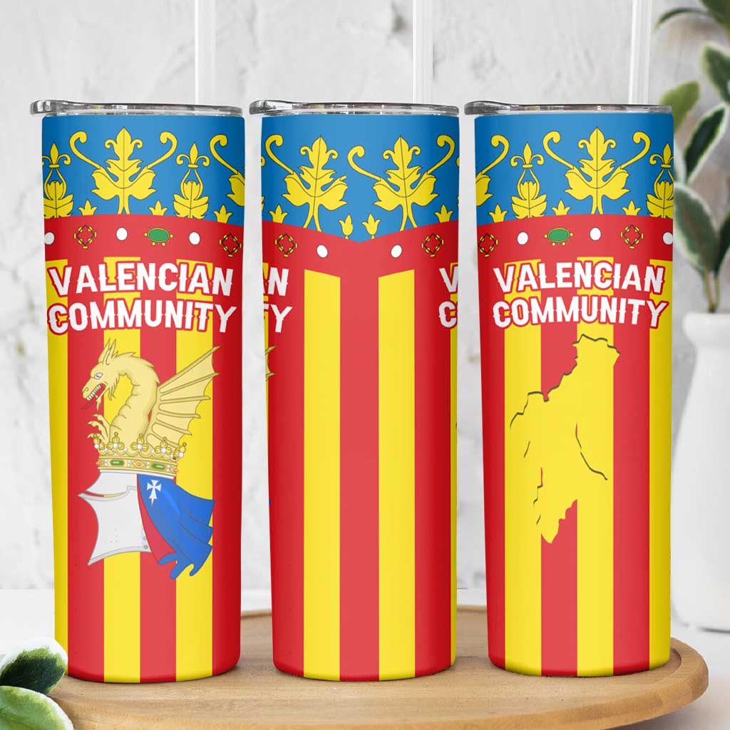 Valencian Community Flag Skinny Tumbler Autonomous Community of Spain - Wonder Print Shop