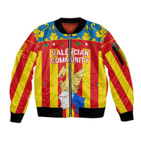 Valencian Community Flag Sleeve Zip Bomber Jacket Autonomous Community of Spain - Wonder Print Shop