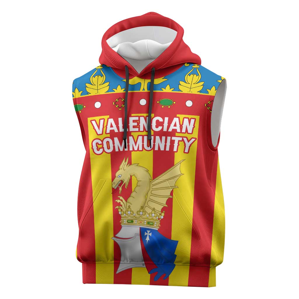Valencian Community Flag Sleeveless Hoodie Autonomous Community of Spain - Wonder Print Shop