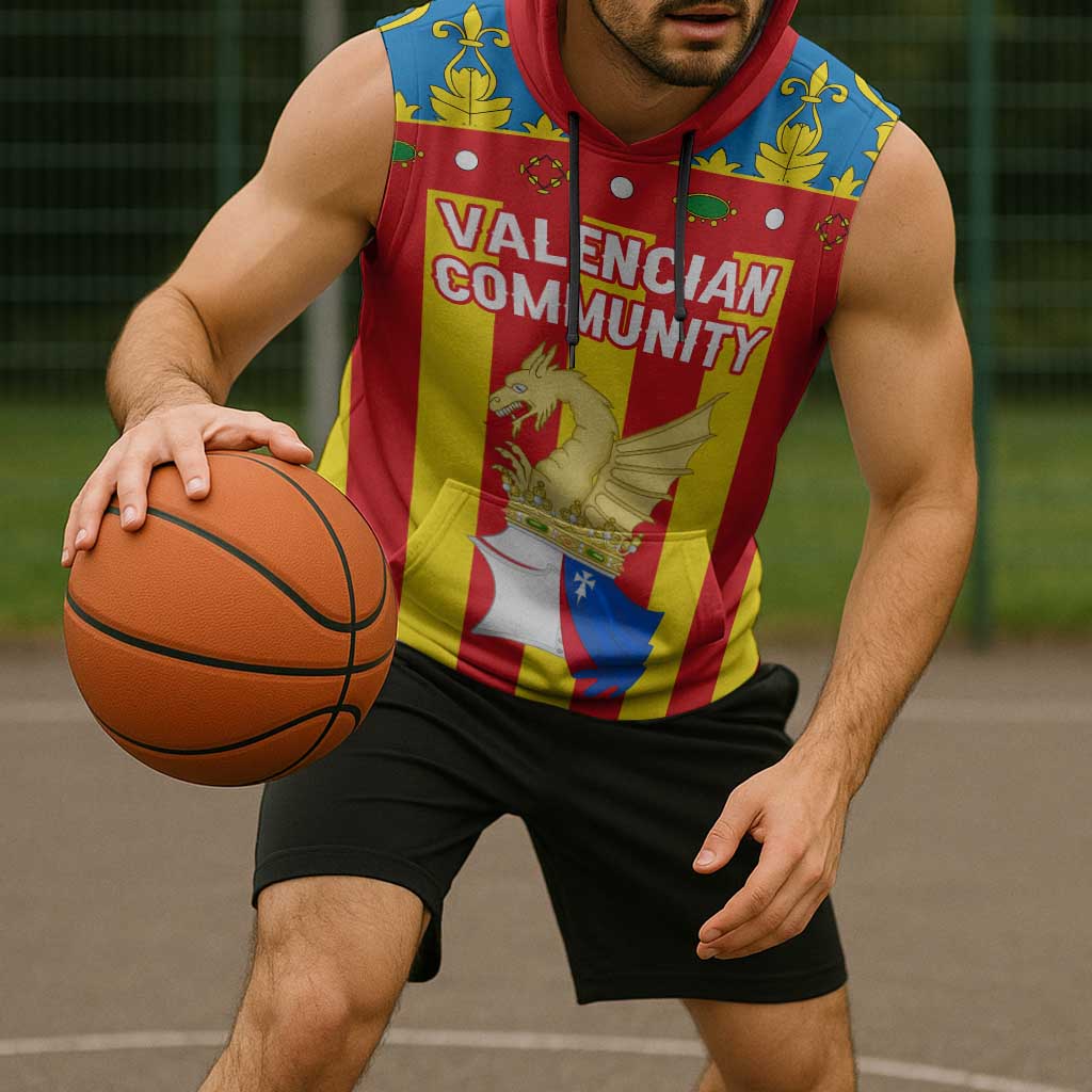 Valencian Community Flag Sleeveless Hoodie Autonomous Community of Spain - Wonder Print Shop