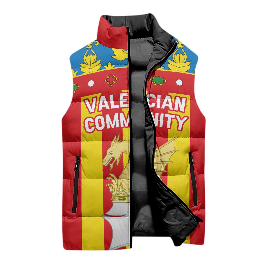 Valencian Community Flag Sleeveless Puffer Jacket Autonomous Community of Spain - Wonder Print Shop