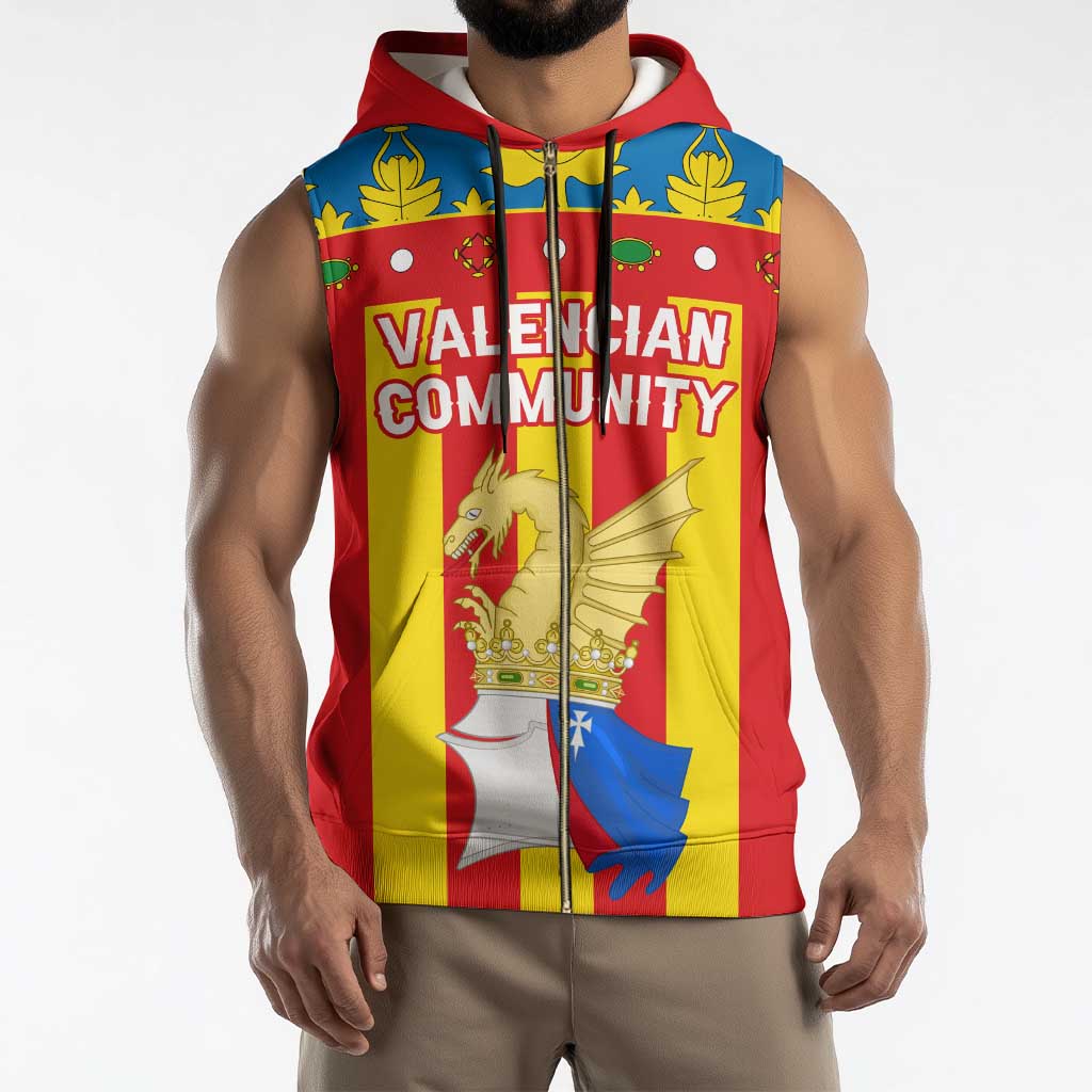 Valencian Community Flag Sleeveless Zip Hoodie Autonomous Community of Spain - Wonder Print Shop
