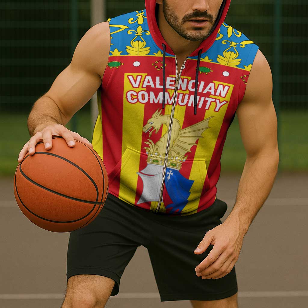 Valencian Community Flag Sleeveless Zip Hoodie Autonomous Community of Spain - Wonder Print Shop