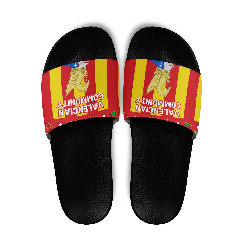 Valencian Community Flag Slide Sandals Autonomous Community of Spain - Wonder Print Shop