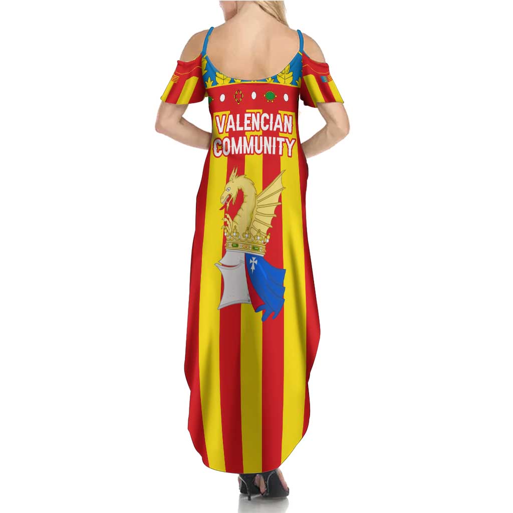 Valencian Community Flag Summer Maxi Dress Autonomous Community of Spain - Wonder Print Shop