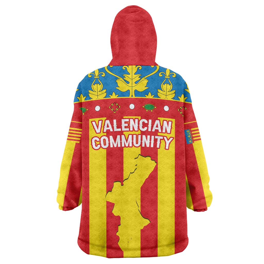 Valencian Community Flag Wearable Blanket Hoodie Autonomous Community of Spain - Wonder Print Shop