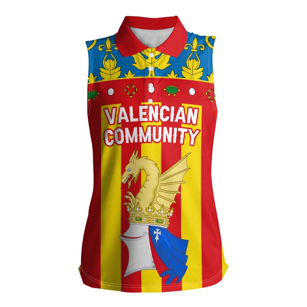 Valencian Community Flag Women Sleeveless Polo Shirt Autonomous Community of Spain - Wonder Print Shop