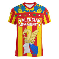 Valencian Community Flag Women V-Neck T-Shirt Autonomous Community of Spain - Wonder Print Shop