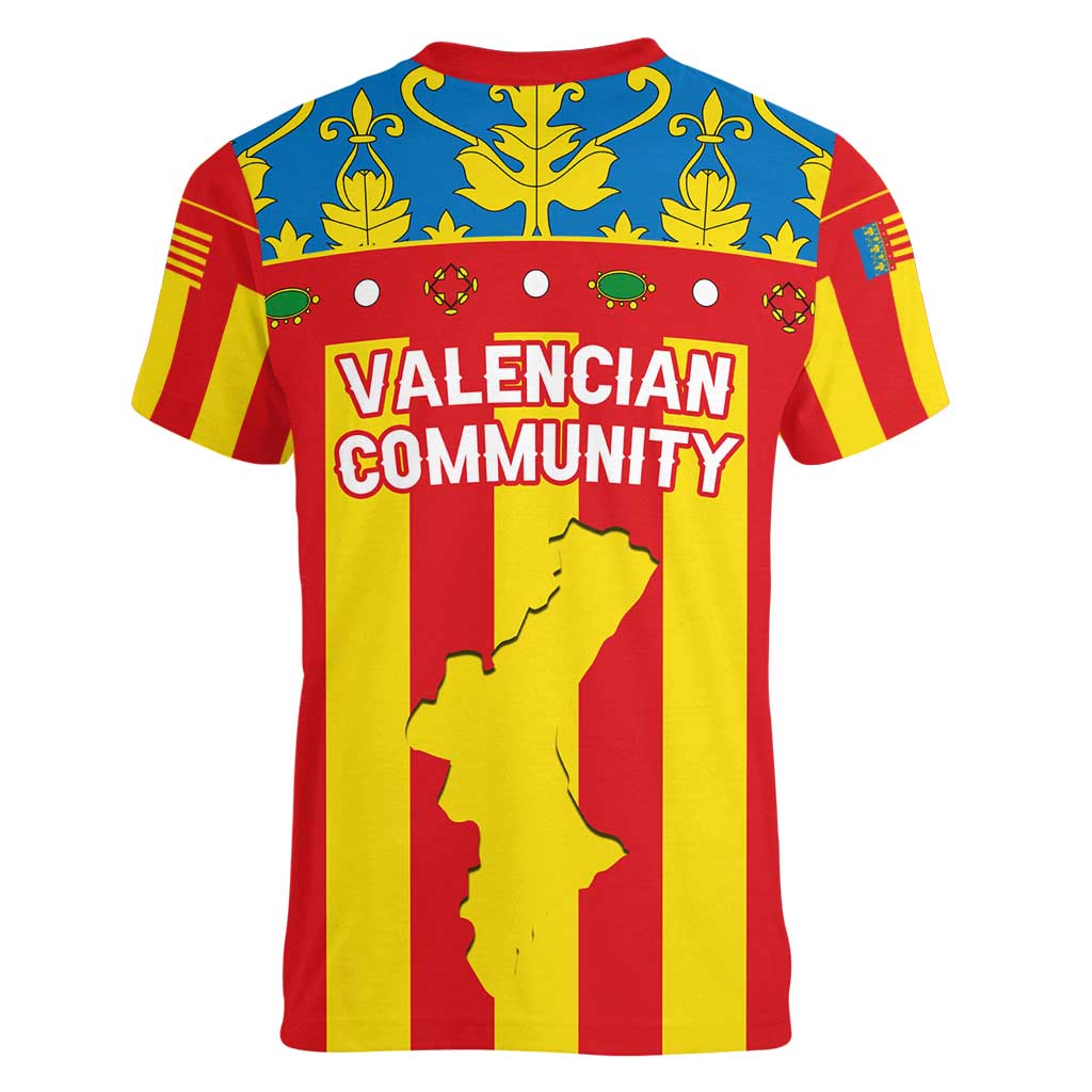 Valencian Community Flag Women V-Neck T-Shirt Autonomous Community of Spain - Wonder Print Shop