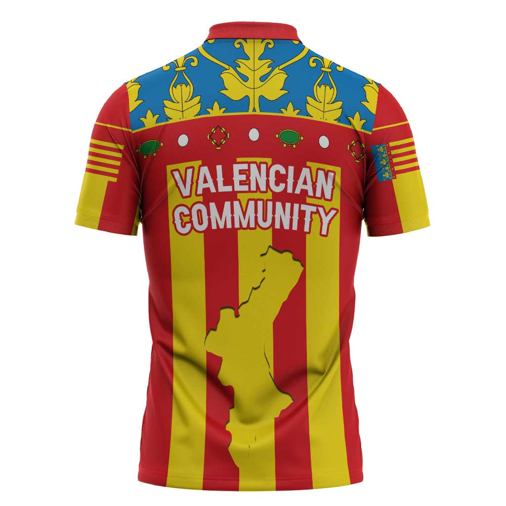 Valencian Community Flag Zipper Polo Shirt Autonomous Community of Spain - Wonder Print Shop