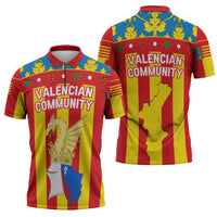 Valencian Community Flag Zipper Polo Shirt Autonomous Community of Spain - Wonder Print Shop