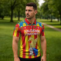 Valencian Community Flag Zipper Polo Shirt Autonomous Community of Spain - Wonder Print Shop