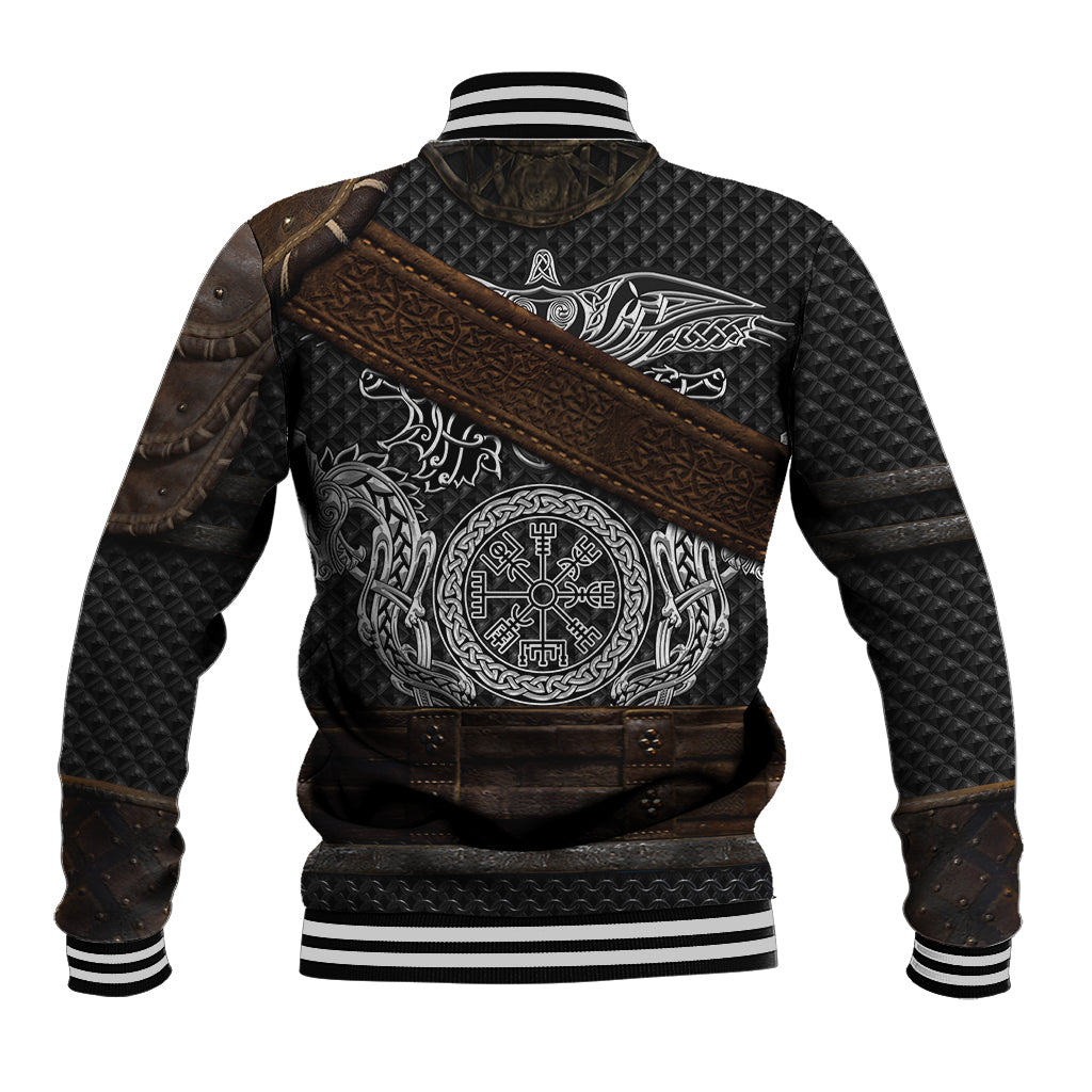 Viking Armor Baseball Jacket Vegvisir With Silver Chain Link - Wonder Print Shop