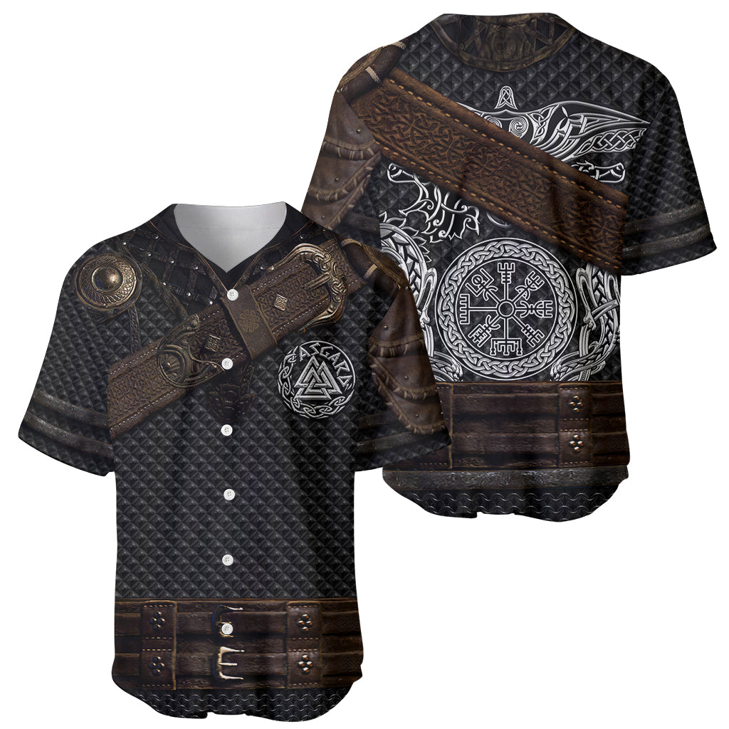 Viking Armor Baseball Jersey Vegvisir With Silver Chain Link - Wonder Print Shop