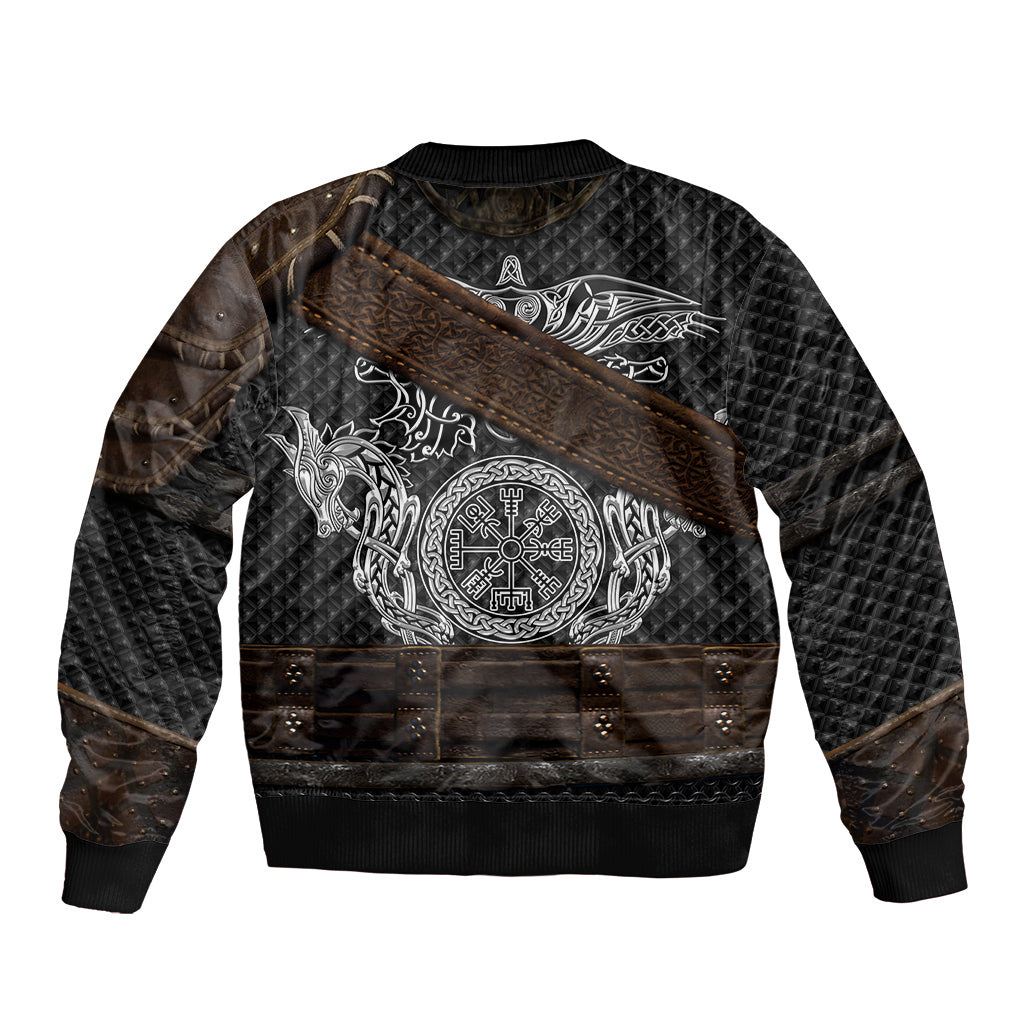 Viking Armor Bomber Jacket Vegvisir With Silver Chain Link - Wonder Print Shop