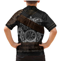 Viking Armor Family Matching Mermaid Dress and Hawaiian Shirt Vegvisir With Silver Chain Link - Wonder Print Shop