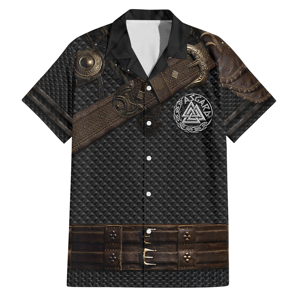 Viking Armor Family Matching Mermaid Dress and Hawaiian Shirt Vegvisir With Silver Chain Link - Wonder Print Shop