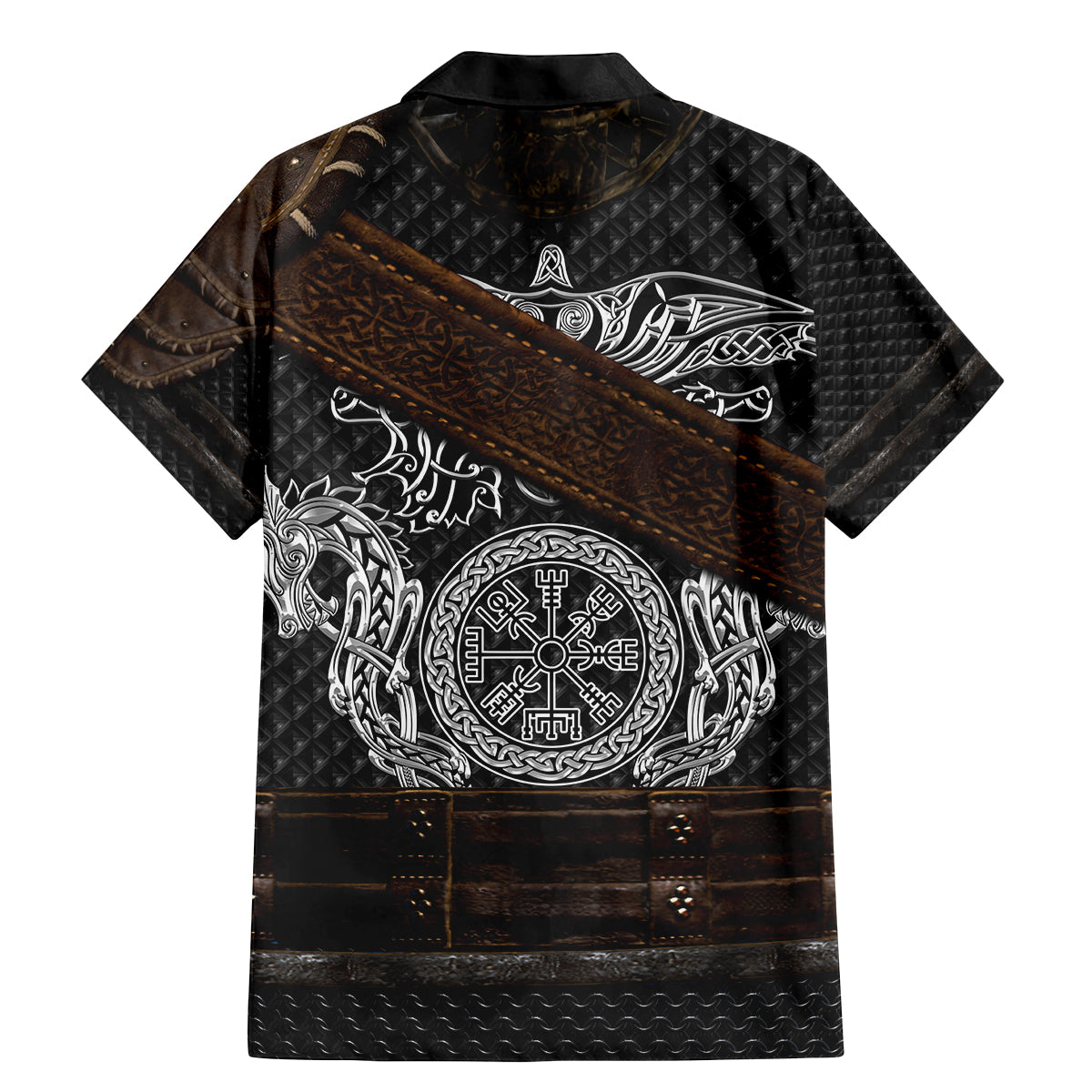 Viking Armor Family Matching Mermaid Dress and Hawaiian Shirt Vegvisir With Silver Chain Link - Wonder Print Shop