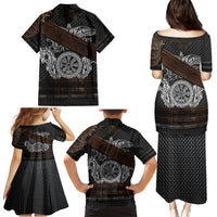 Viking Armor Family Matching Puletasi Dress and Hawaiian Shirt Vegvisir With Silver Chain Link - Wonder Print Shop