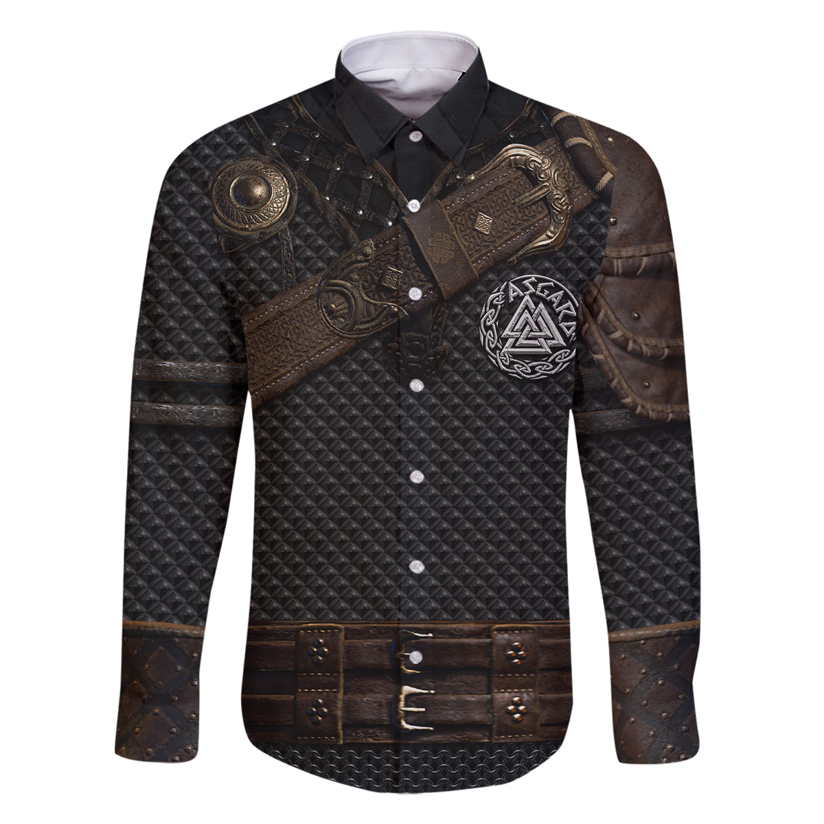 Viking Armor Family Matching Summer Maxi Dress and Hawaiian Shirt Vegvisir With Silver Chain Link - Wonder Print Shop
