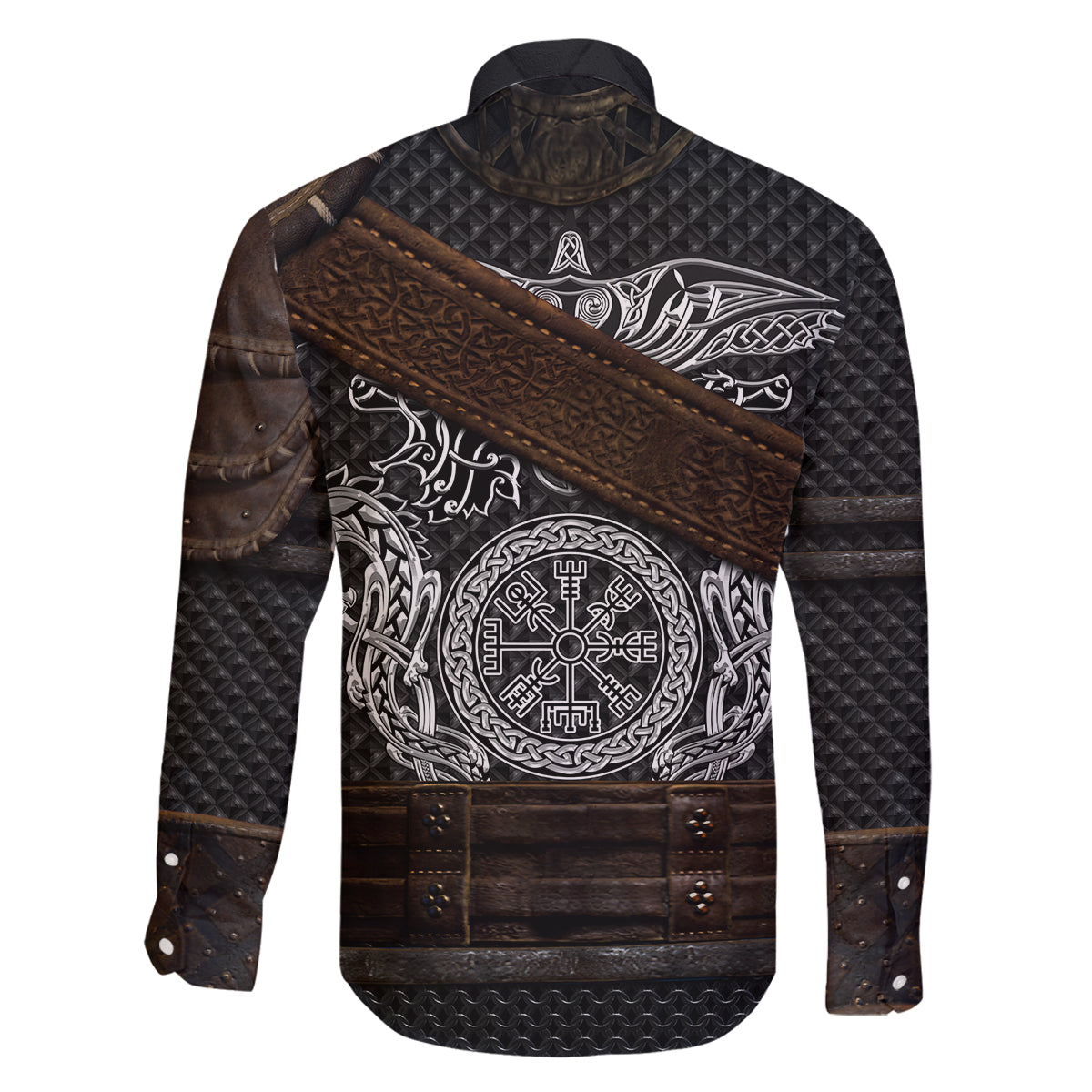 Viking Armor Family Matching Summer Maxi Dress and Hawaiian Shirt Vegvisir With Silver Chain Link - Wonder Print Shop