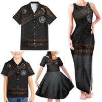 Viking Armor Family Matching Tank Maxi Dress and Hawaiian Shirt Vegvisir With Silver Chain Link - Wonder Print Shop