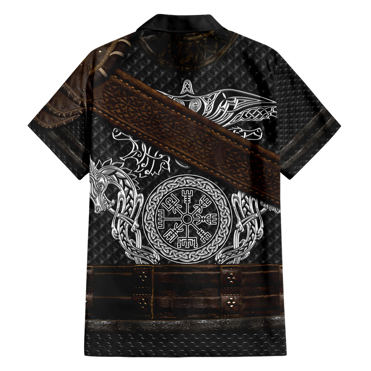 Viking Armor Hawaiian Shirt Vegvisir With Silver Chain Link - Wonder Print Shop