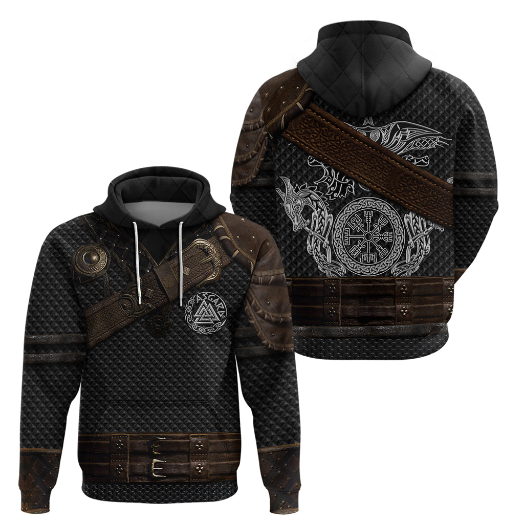 Viking Armor Hoodie Vegvisir With Silver Chain Link - Wonder Print Shop