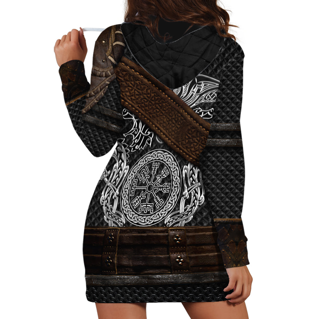 Viking Armor Hoodie Dress Vegvisir With Silver Chain Link - Wonder Print Shop