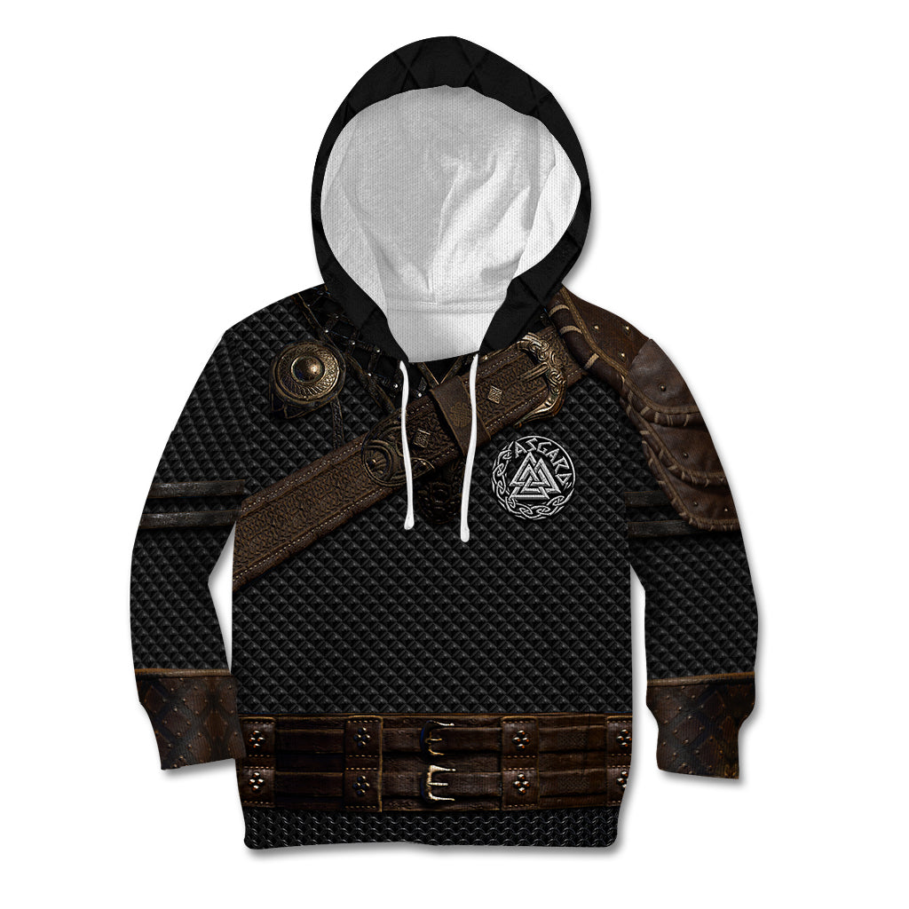 Viking Armor Kid Hoodie Vegvisir With Silver Chain Link - Wonder Print Shop